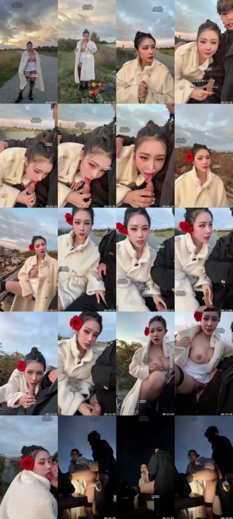 公園裡戴大紅花人前大膽口交無人的地方啪啪-汐夢瑤