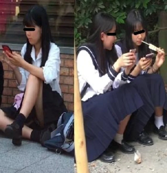 制服風J〇座りパンチラ盗撮