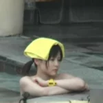 露天風呂盗撮、おさげの可愛い女の子